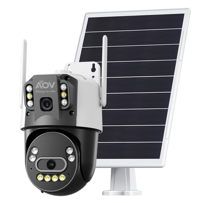 JideTech 4G LTE Solar AOV Camera, Dual Lens 6MP PTZ Outdoor Camera with 8W Solar Panel & 16000mAh Battery
