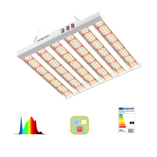 Sonlipo SPF2000 LED Grow Light 200W 4x4ft Coverage, Use 882pcs Samsung Diodes Sunlike Full Spectrum Veg Bloom Switch Growing Lamps