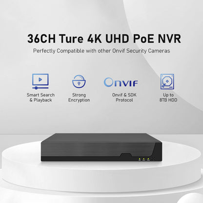 JideTech 36CH 8MP NVR Network Video Recorder Support 2HDD(MN3236B)