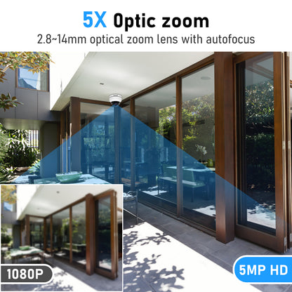 JideTech 5MP 5X Zoom PTZ PoE Camera Camhipro APP (P1-5X-5MP)