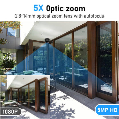 JideTech 5MP 5X Zoom PTZ PoE Camera Camhipro APP (P1-5X-5MPB)