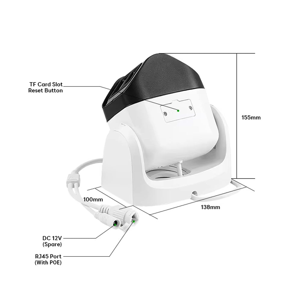 JideTech 180 ° Wide-angle 4MP/8MP Dual-Lens Dome Camera （DM04-4MP-DL）