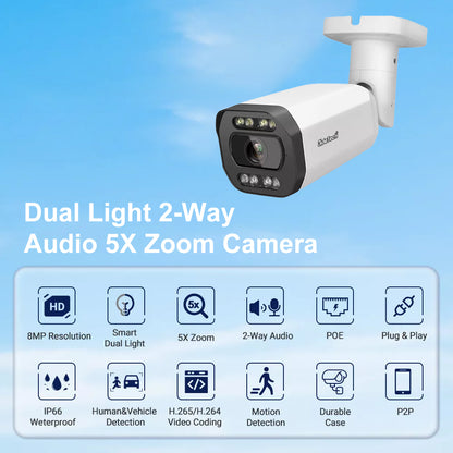 JideTech 5X 4MP/5MP/8MP/12MP Motorized Zoom Lens Bullet IP Cameras (BC2V-4MP)