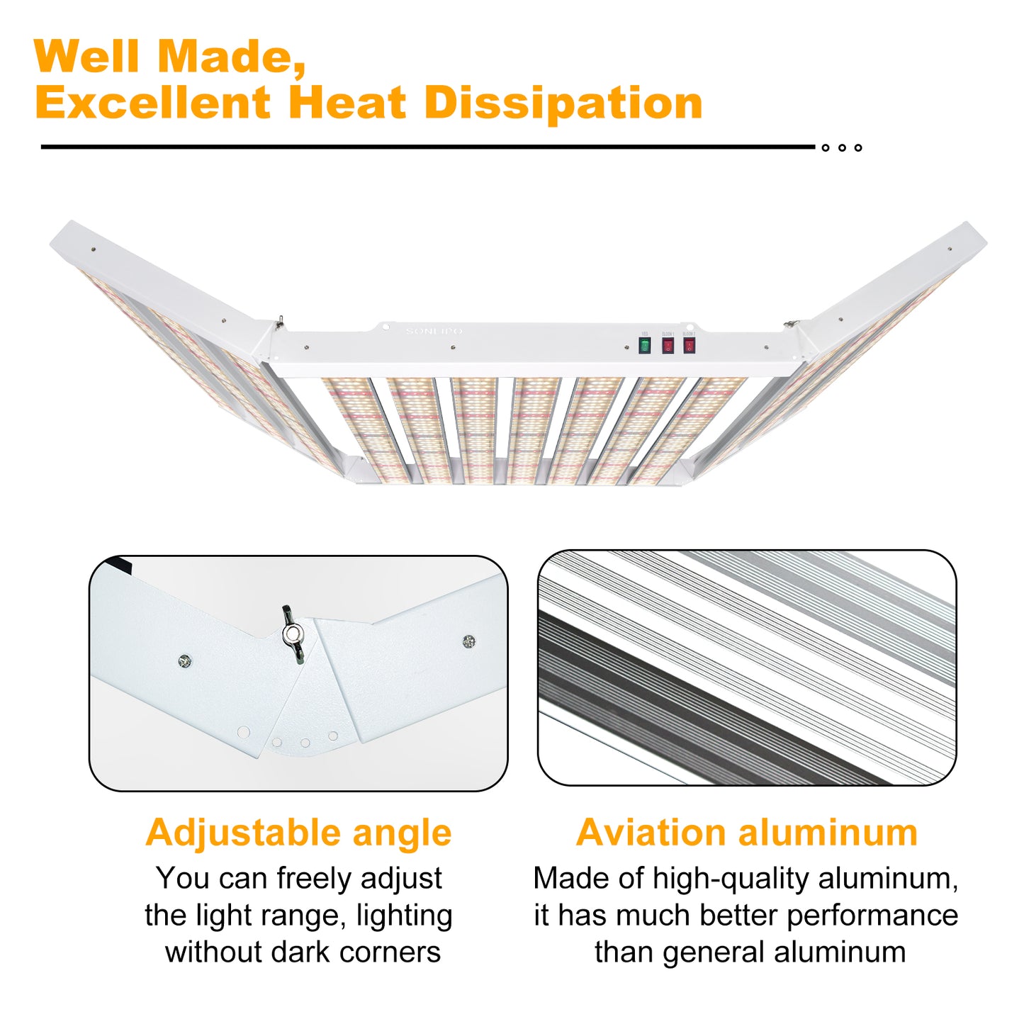 Sonlipo SFP6000 LED Grow Light 600W 6x6ft Coverage, 1911pcs Diodes Sunlike Full Spectrum Veg Bloom Switch Growing Lamps
