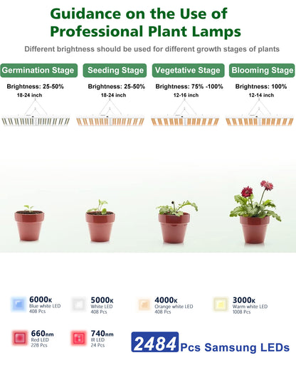 Sonlipo SPF6000PRO LED Grow Light 600W with Full Spectrum Veg & Bloom Dimmer Timer - 6x6ft Coverage