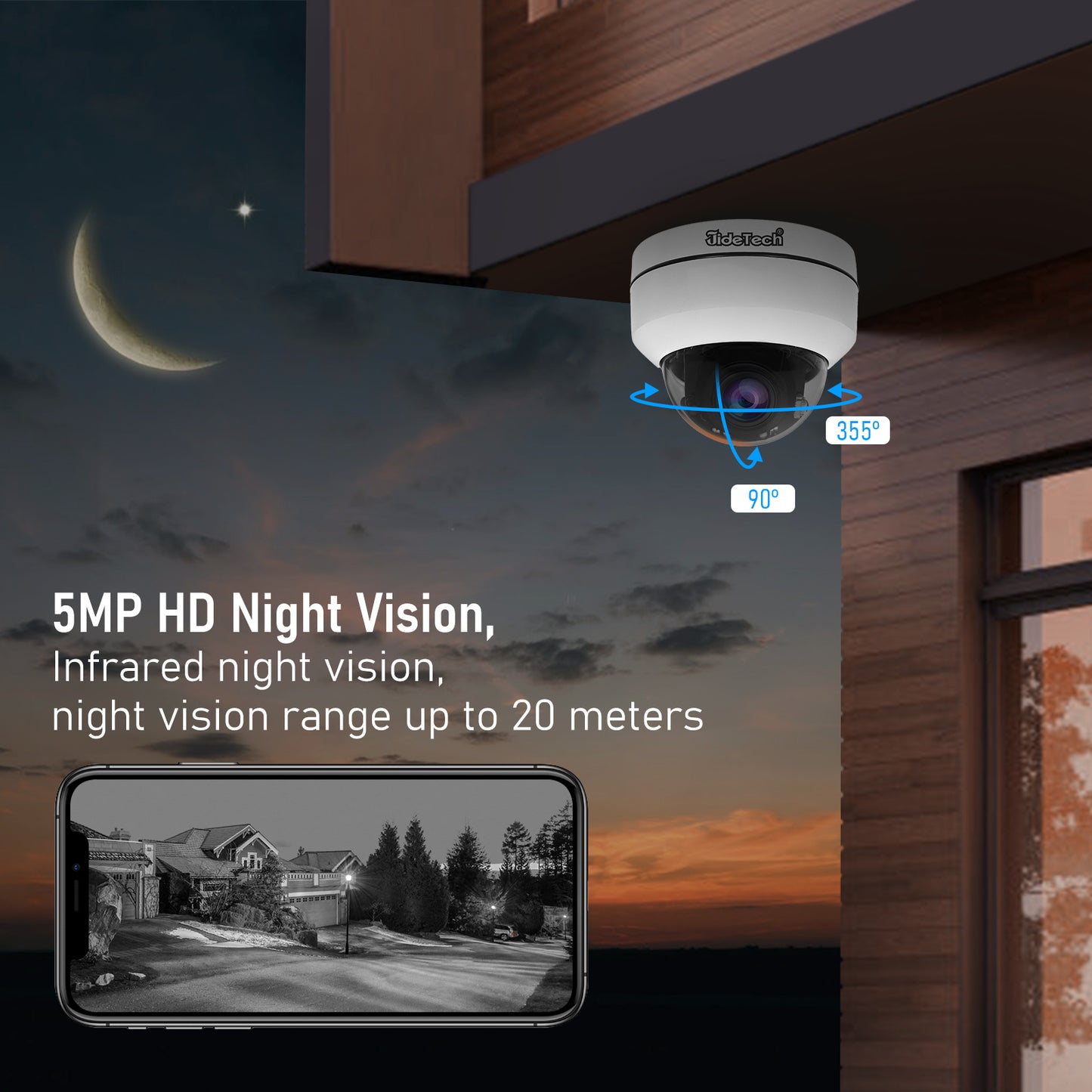 JideTech 5MP 5X Zoom PTZ PoE Camera Camhipro APP (P1-5X-5MP)