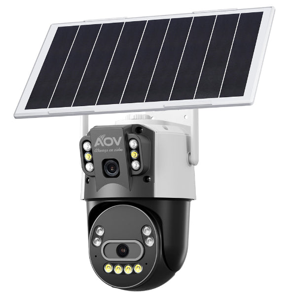 JideTech 4G LTE Solar AOV Camera, Dual Lens 6MP PTZ Outdoor Camera with 8W Solar Panel & 16000mAh Battery