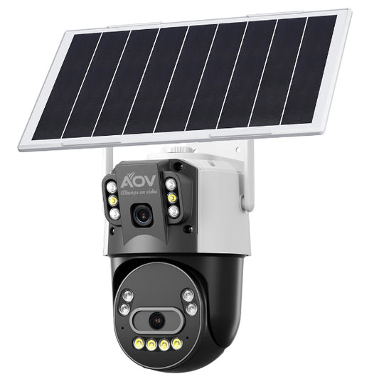 JideTech 4G LTE Solar AOV Camera, Dual Lens 6MP PTZ Outdoor Camera with 8W Solar Panel & 16000mAh Battery