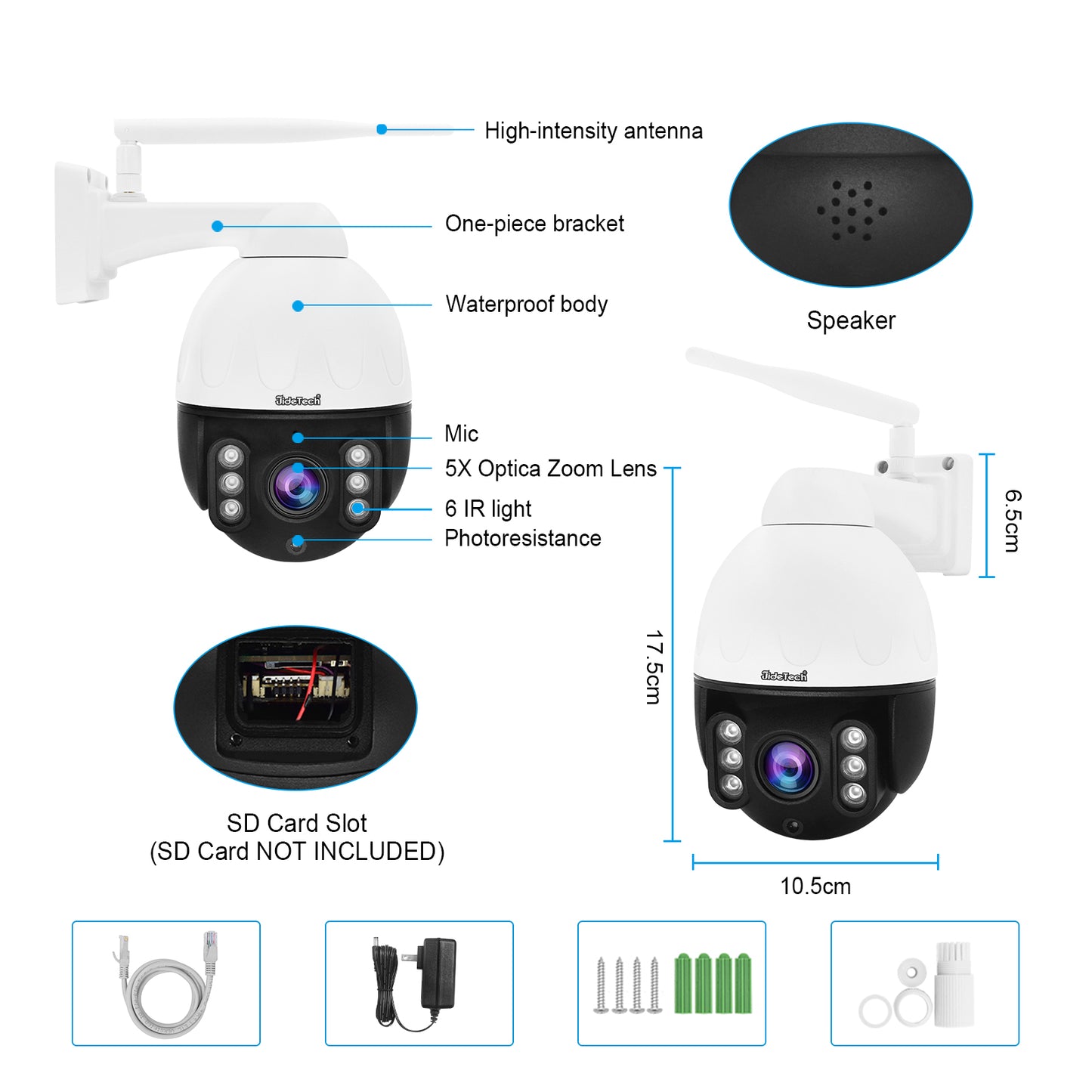 JideTech WiFi PTZ Camera 5MP 5X Optical Zoom (P3-5X-5MPW)
