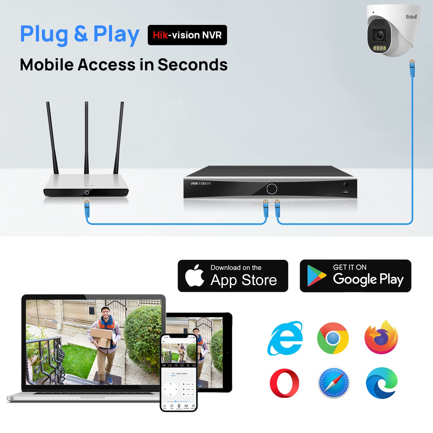 JideTech 5MP Fixed Dome IP Camera Seetong App (DM05-5MP)